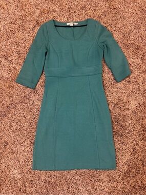 Boden Teal Midi Sheath Dress with 3/4 Sleeves